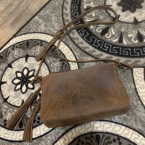 Oak River Large Leather Crossbody -Chocolate Brown